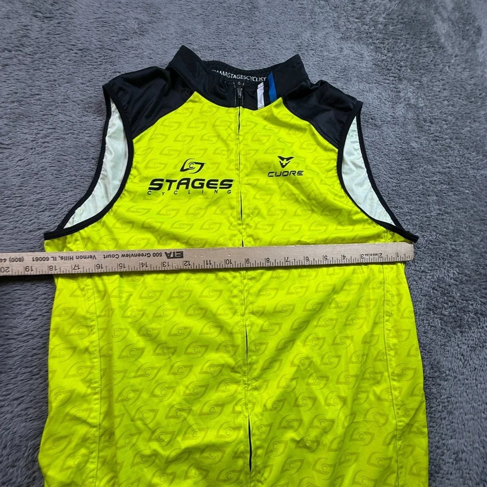 Cuore Stages Cycling Hi-Vis Wind Vest Full Zip Sleeveless Jersey Mens M Yellow